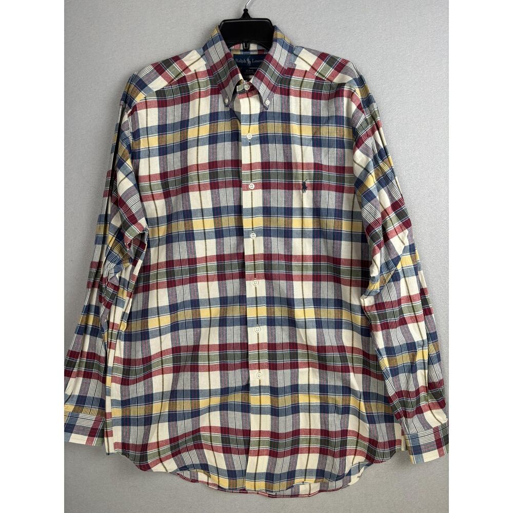 Ralph Lauren Blake Shirt Mens Large Multicolor Plaid Button Down Cotton Casual